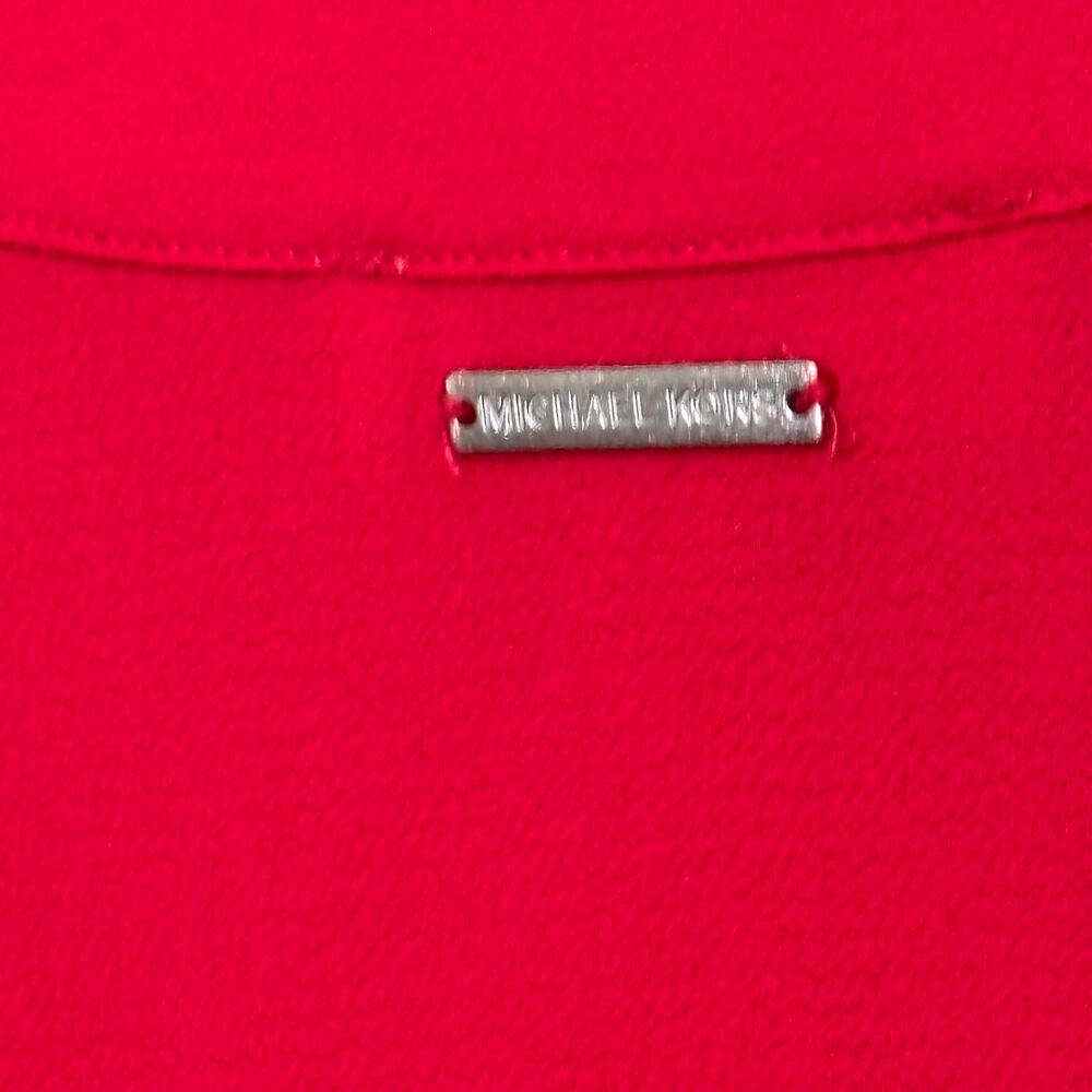 Michael Kors Red V-Neck Bell Sleeve Blouse - Picture 5 of 7